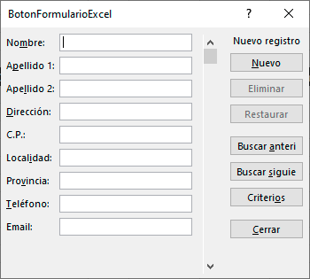 Botón formulario en Excel