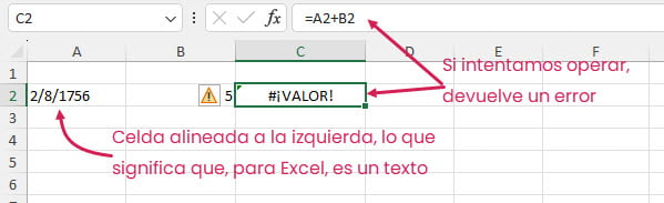 Fechas no contempladas en Excel