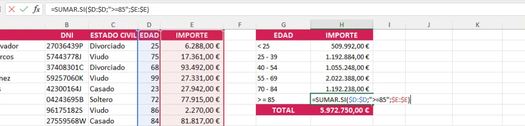 Calcular rangos de edades